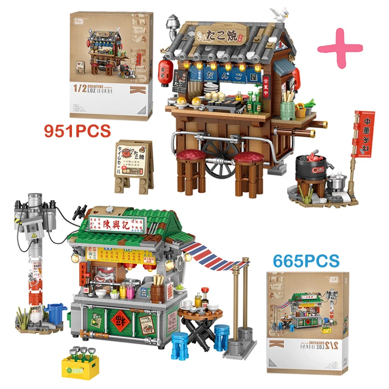 kf S3bc41e1905fb42a6bde4d0a0238bbb3ch LOZ Mini Japanese Takoyaki Street View Building Blocks Chinese Style Food Stall Hong Kong Food Store - LOZ MALL